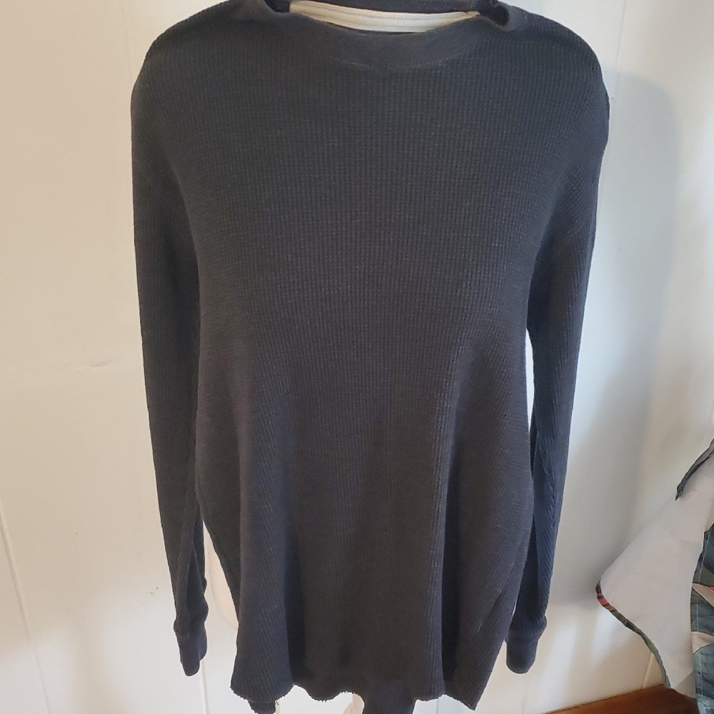 Ferruche ORIGINALS Dark Charcoal Waffle Knit Long Sleeve Top